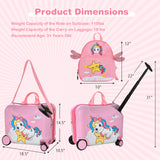 2 Pieces 18 Inch Ride-on Kids Luggage Set with Spinner Wheels-Pink