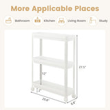 2 Pieces 3-Tier Slim Detachable Storage Cart with Drainage Holes and Wheels-White