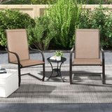 2 Pieces C-Spring Motion Patio Dining Chairs with Breathable Fabric-Brown