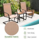 2 Pieces C-Spring Motion Patio Dining Chairs with Breathable Fabric-Brown