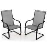 2 Pieces C-Spring Motion Patio Dining Chairs with Breathable Fabric-Gray