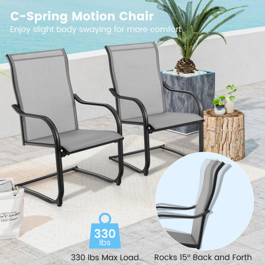 2 Pieces C-Spring Motion Patio Dining Chairs with Breathable Fabric-Gray