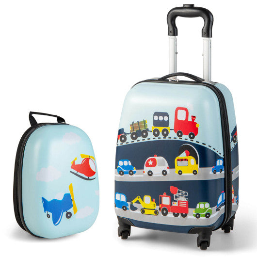 2 Pieces Kids Carry-on Luggage Set with 12 Inch Backpack-Blue