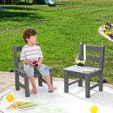 2 Pieces Kids Learning Chair set with Backrest-Gray