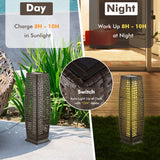 2 Pieces Solar-Powered Square Wicker Floor Lamps with Auto LED Light-Brown