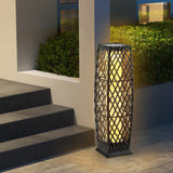 2 Pieces Solar-Powered Diamond Wicker Floor Lamps with Auto LED Light-Brown