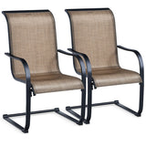 2 Pieces Patio Dining Chairs with C spring motion High Backrest Armrest
