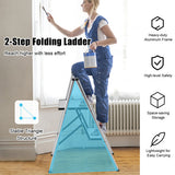 Folding Aluminum 2-Step Ladder with Non-Slip Pedal and Footpads-Silver