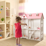 2-Tier Dollhouse Bookcase with Sufficient Storage Space-Pink
