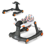 2-in-1 Foldable Activity Push Walker with Adjustable Height-Dark Gray
