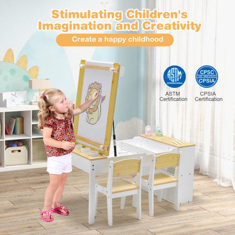 Children Art Activity Table and Drawing Table-Natural