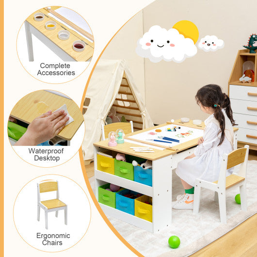 Children Art Activity Table and Drawing Table-Natural
