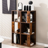 3-Tier 6 Cube Freestanding Bookcase with Anti-toppling Device-Rustic Brown