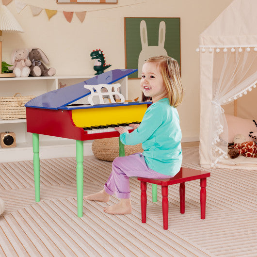 30 Key Wood Toy Kids Grand Piano with Bench and Music Rack
