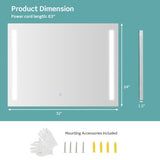 32 x 24 Inch Quadrate Wall Mirror with 3-Color Lights and  Anti-Fog Function