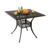 35.4 Inch Aluminum Patio Square Dining Table with Umbrella Hole-Bronze