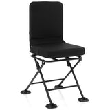 Swivel Folding Chair with Backrest and Padded Cushion-Black