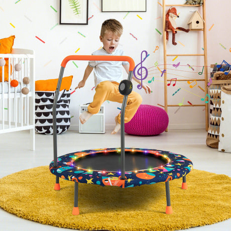 36 Inch Mini Trampoline with Colorful LED Lights and Bluetooth Speaker