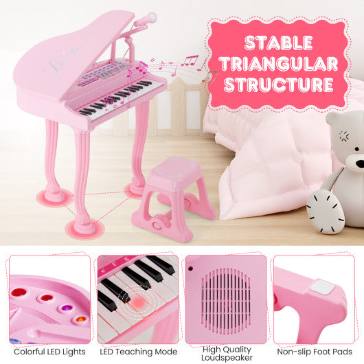 Tastiera per pianoforte per bambini a 37 tasti con sgabelloTastiera per pianoforte per bambini a 37 tasti con sgabello  