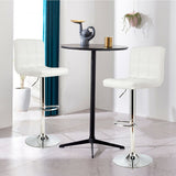 Set of 2 Square Swivel Adjustable PU Leather Bar Stools with Back and Footrest-White