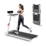 3HP Folding Treadmill with Adjustable Height and APP Control-Silver