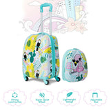 2 Pieces Kid's Luggage Set 12-inch Backpack and 16-inch Rolling Suitcase Travel