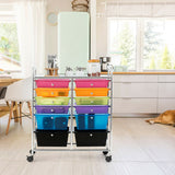 12 Drawers Rolling Cart Storage Scrapbook Paper Organizer Bins-Multicolor