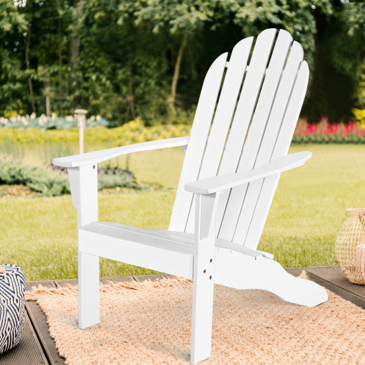 Acacia Wood Outdoor Adirondack Chair with Ergonomic Design-White