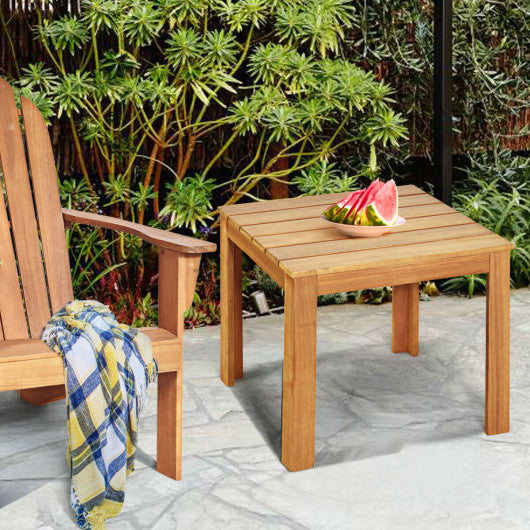 Wooden Square Patio Coffee Bistro Table-Natural