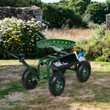 Heavy Duty Garden Cart with Tool Tray and 360 Swivel Seat