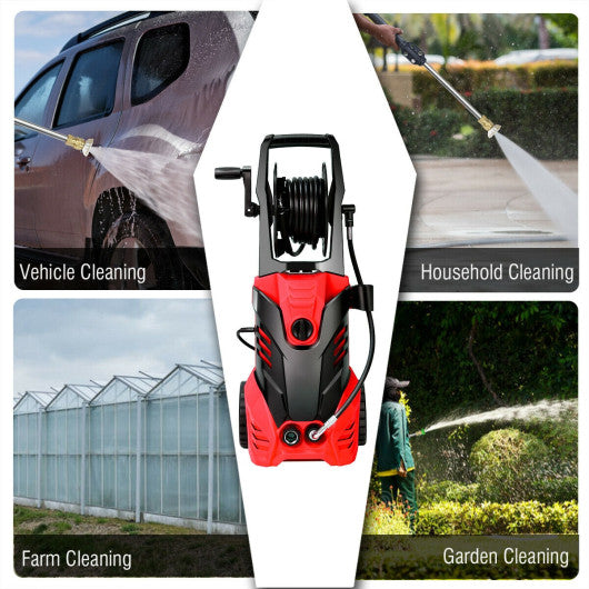 3000 PSI Electric High Pressure Washer With Patio Cleaner -Red