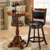 24 Inch Wooden Upholstered Swivel Counter Height Stool  Dining Chair