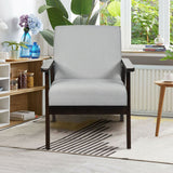 Solid Rubber Wood Fabric Accent Armchair-Light Gray