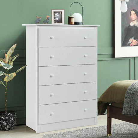 Functional Storage Organized Dresser with 5 Drawer-White