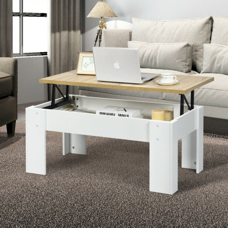 Lift Top Coffee Pop-UP Cocktail Table-White