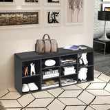10-Cube Organizer Shoe Storage Bench with Cushion for Entryway-Black