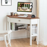 Corner Wooden Piece Laptop Computer Desk-Natural