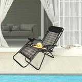 Folding Rattan Zero Gravity Lounge Chair with Removable Head Pillow-Gray