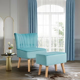 Modern Accent Chair Ottoman Set with Footstool-Turquoise