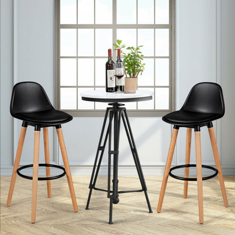 2 Pieces Mid Century Barstool 28.5 Inches Dining Pub Chair-Black