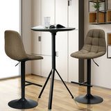 2 Pieces Adjustable Bar Stools Swivel Counter Height Linen Chairs-Brown