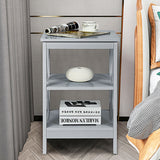 3-Tier Nightstand End Table with X Design Storage -Gray