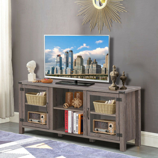 TV Stand Entertainment Center for TVs up to 65 Inch with Storage Cabinets-Gray