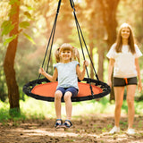 40" Kids Play Multi-Color Flying Saucer Tree Swing Set with Adjustable Heights-Orange