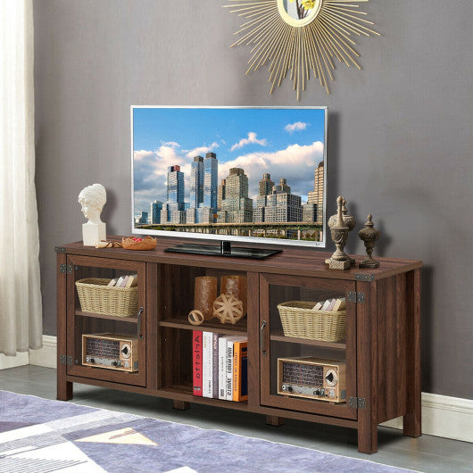 TV Stand Entertainment Center for TVs up to 65 Inch with Storage Cabinets-Walnut