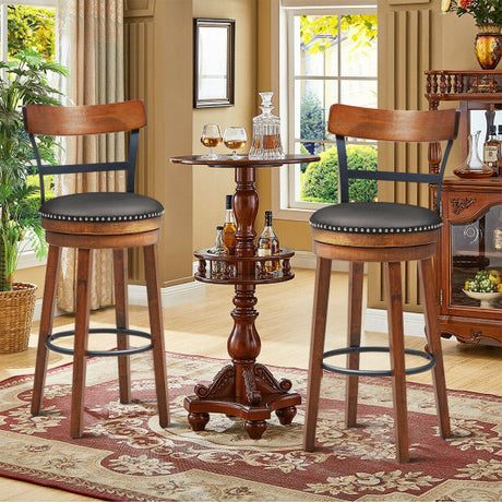 Set of 2 30.5 Inch Swivel Pub Height Bar Stool