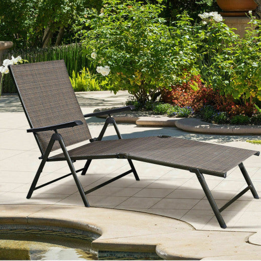 Set of 2 Adjustable Chaise Lounge Chair with 5 Reclining Positions