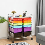 12 Drawers Rolling Cart Storage Scrapbook Paper Organizer Bins-Deep Multicolor