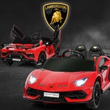 12V Licensed Lamborghini SVJ RC Kids Ride On Car with Trunk and Music-Red