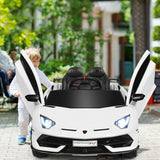 12 V Licensed Lamborghini SVJ RC Kids Ride On Car with Trunk and Music-White